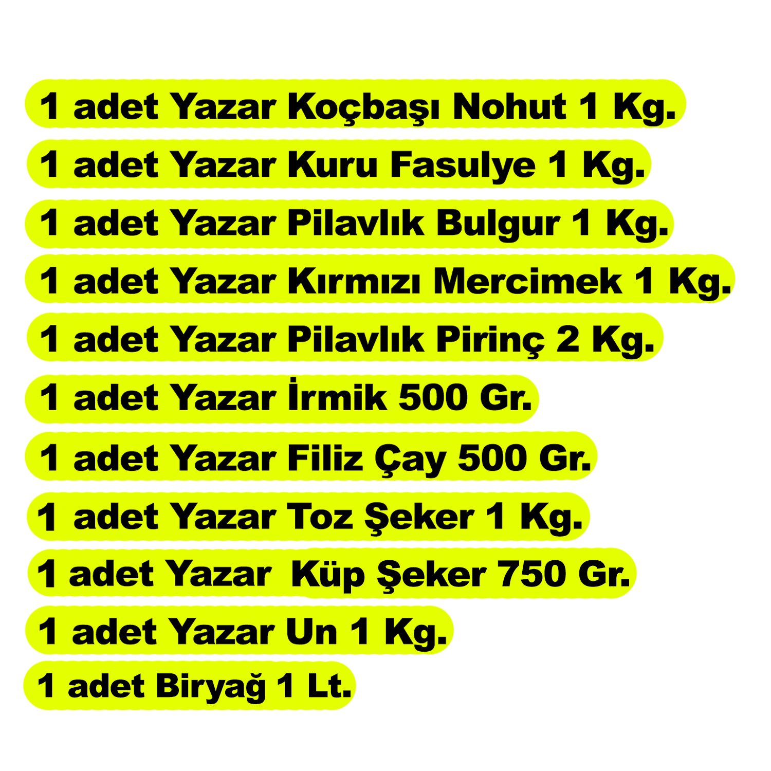 Yazar Ramazan Kumanya Gıda Kolisi Yardım Paketi 11 Parça 9,75 Kg